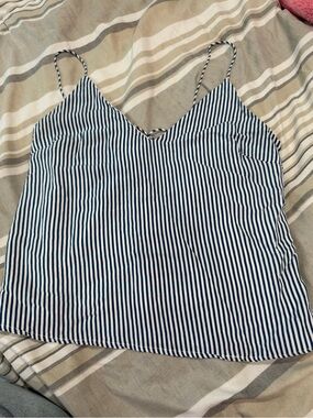 bebe Navy & White Striped V-Neck Spaghetti Strap Camisole
